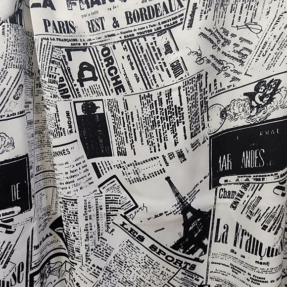 Mini newspaper print dress - a fashionably fearless find!" - Picture 2 of 5